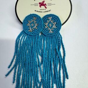 Idyllwind Blue and White Beaded Fringe Earrings